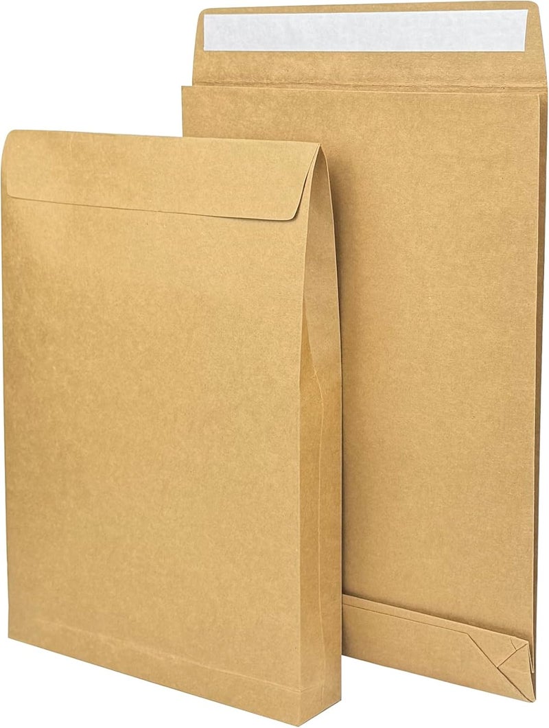 Neehows 25 Pack Expandable Large Kraft Envelopes, 9.3" x 13" Big Mailing Envelopes Self Seal Anti Tear Catalog Envelopes for Business Office Paper Documents File Storage - Brown - Image 3